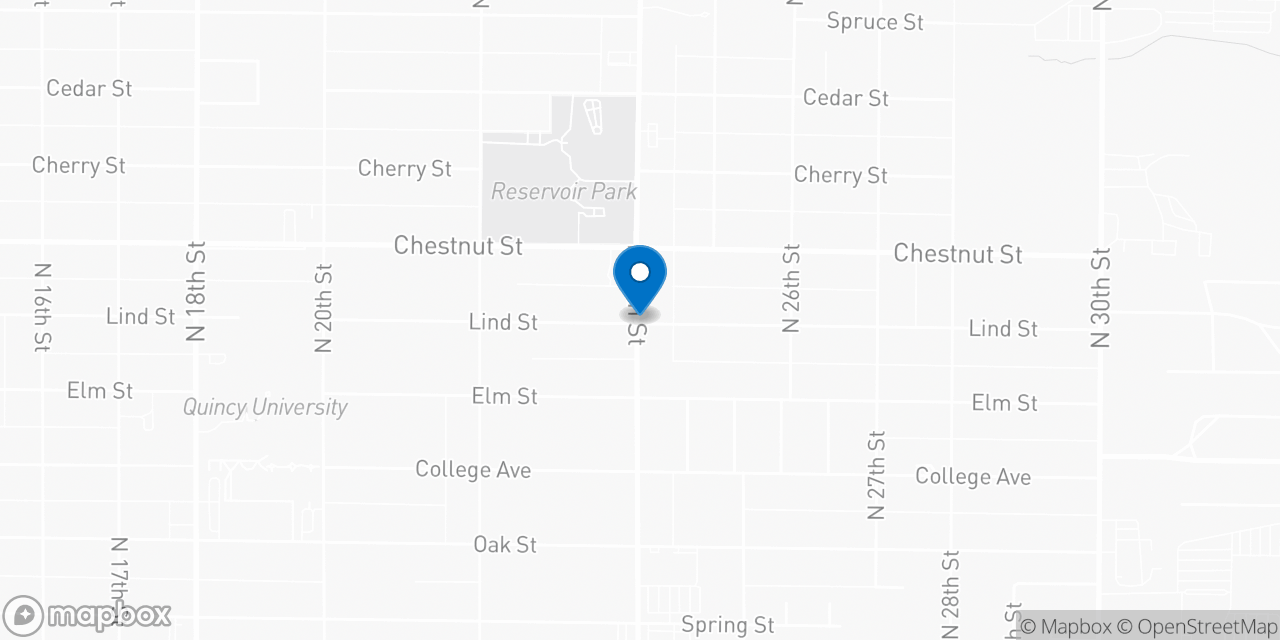Map showing the location of the Social Security office in Quincy, IL