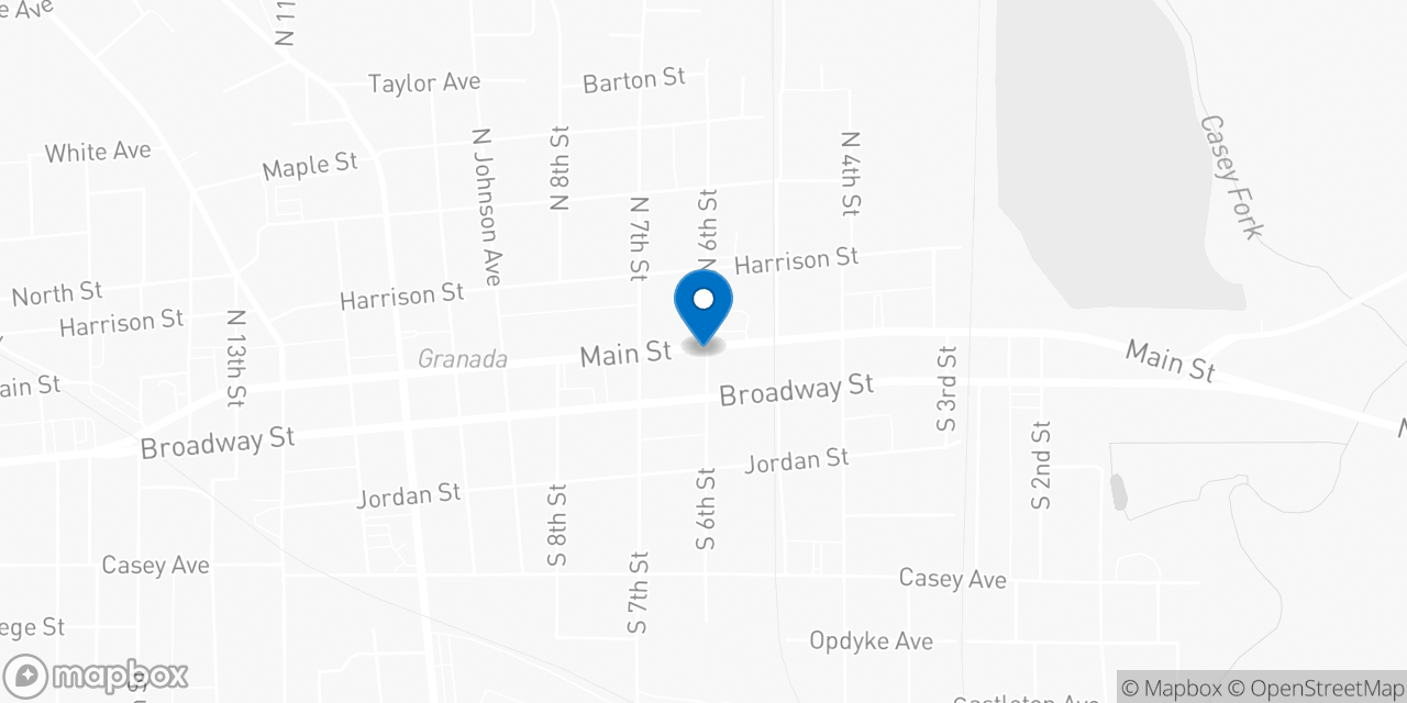 Map showing the location of the Social Security office in Mount Vernon, IL