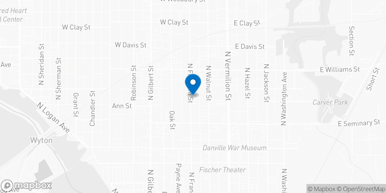 Map showing the location of the Social Security office in Danville, IL