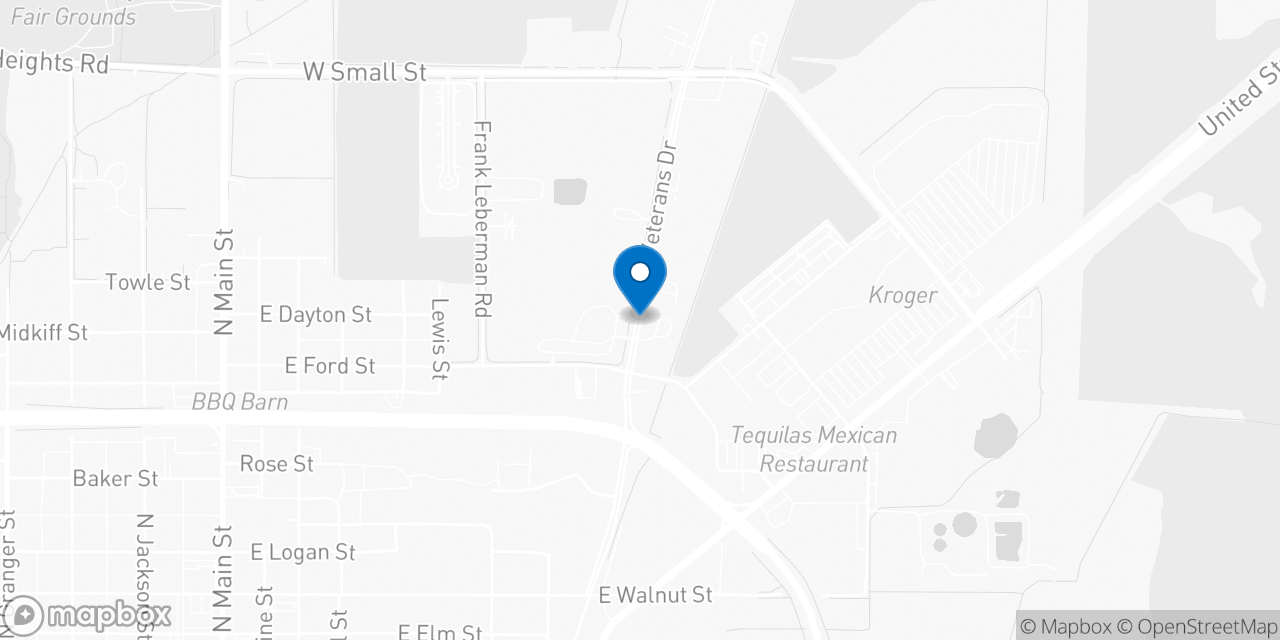 Map showing the location of the Social Security office in Harrisburg, IL