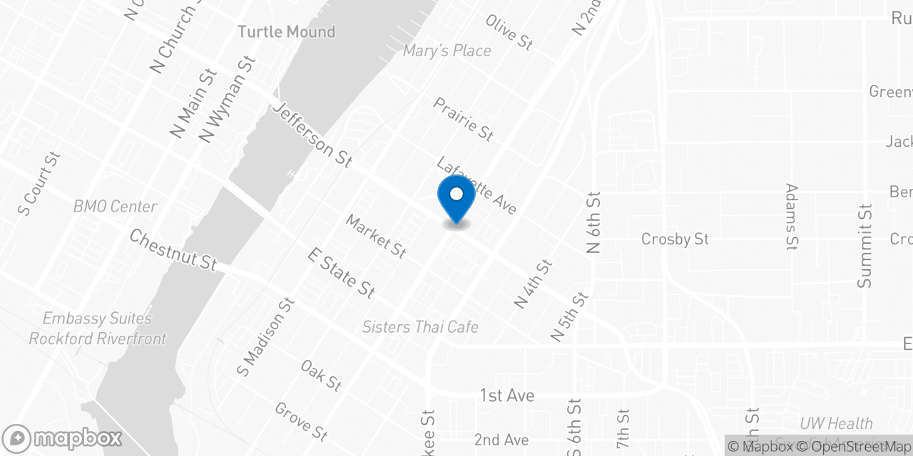 Map showing the location of the Social Security office in Rockford, IL