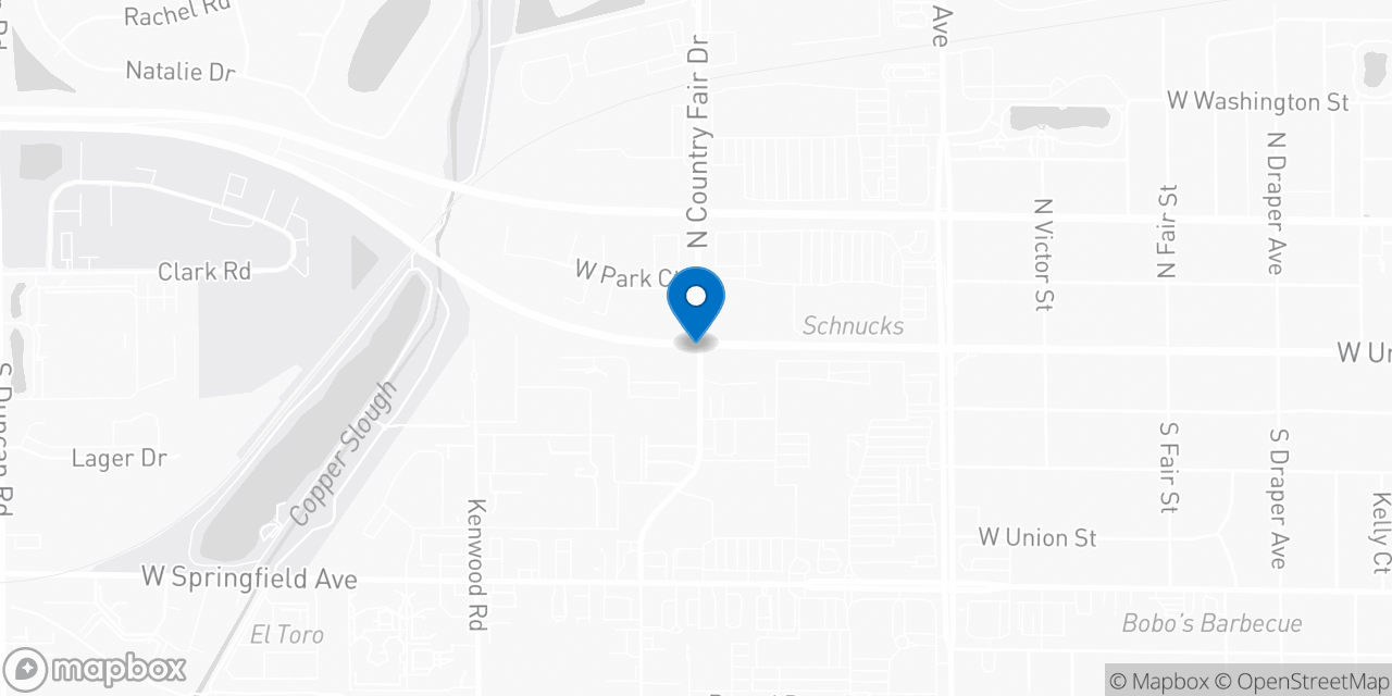 Map showing the location of the Social Security office in Champaign, IL