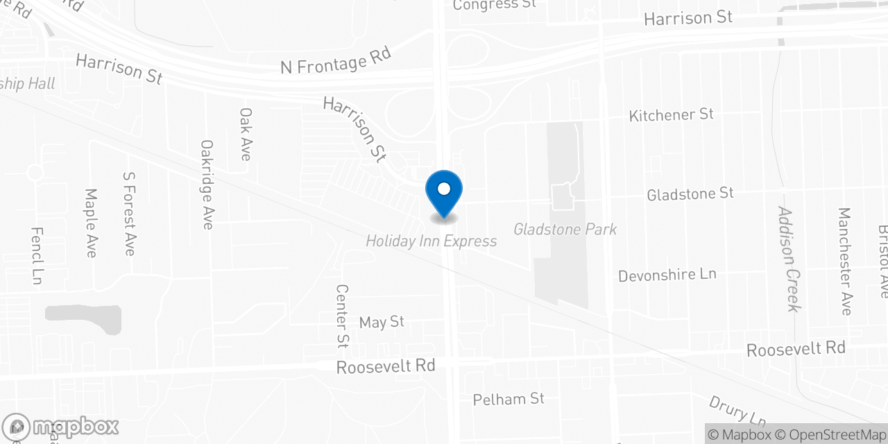 Map showing the location of the Social Security office in Hillside, IL