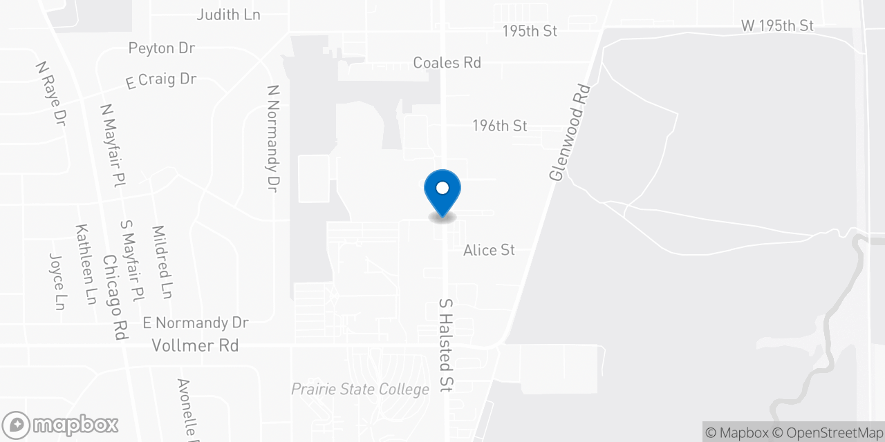 Map showing the location of the Social Security office in Chicago Heights, IL