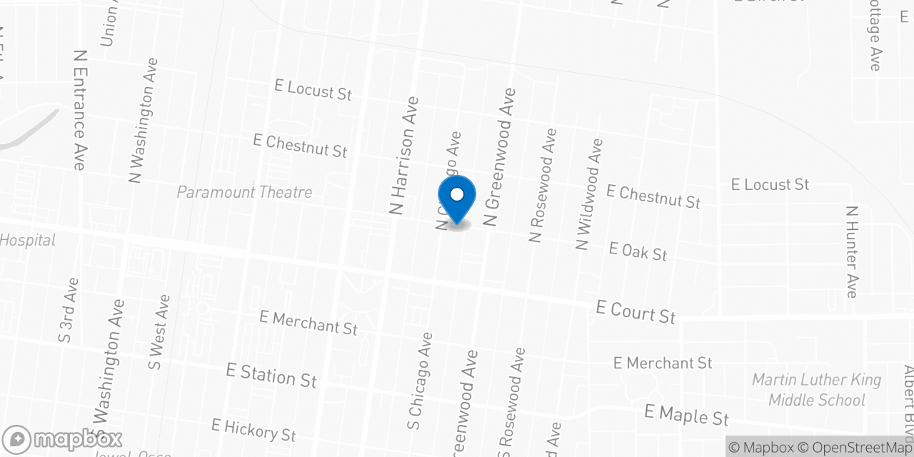 Map showing the location of the Social Security office in Kankakee, IL