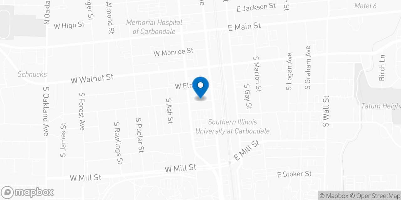 Map showing the location of the Social Security office in Carbondale, IL