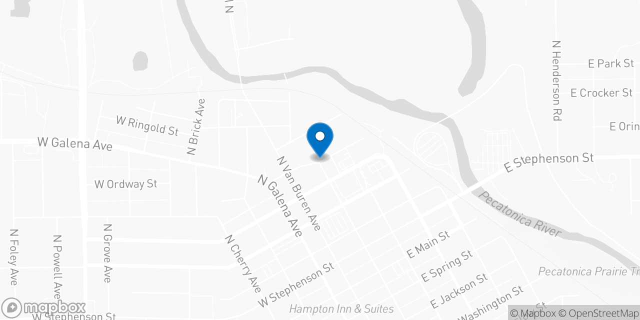 Map showing the location of the Social Security office in Freeport, IL