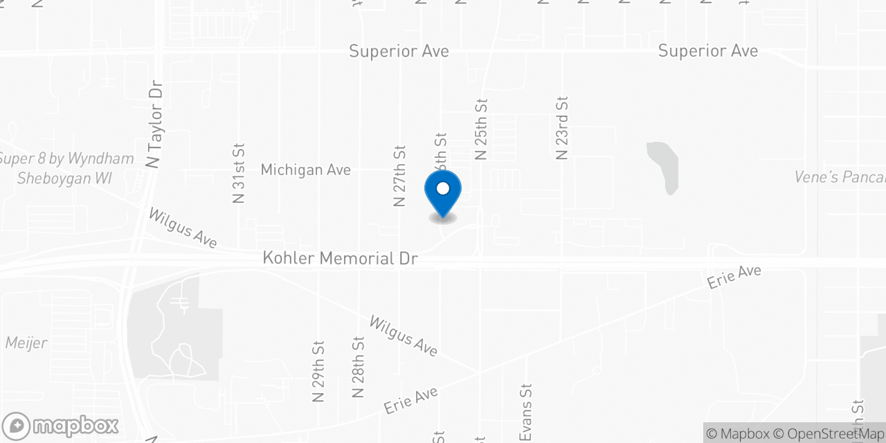 Map showing the location of the Social Security office in Sheboygan, WI