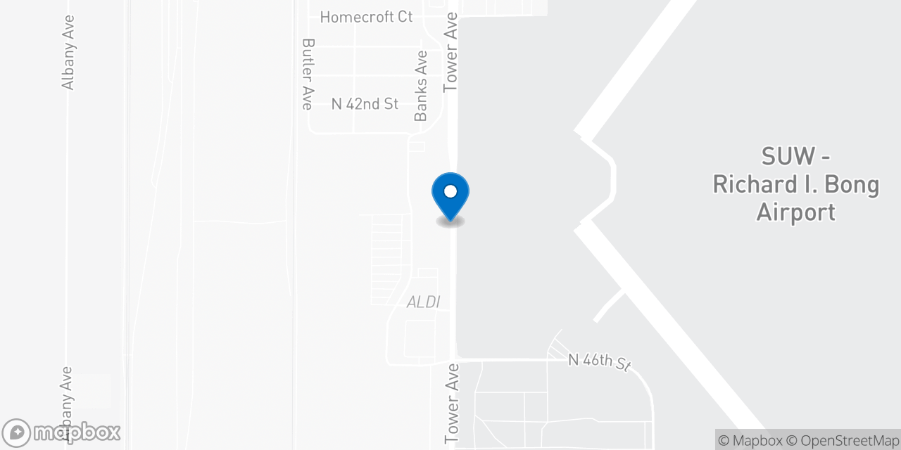 Map showing the location of the Social Security office in Superior, WI