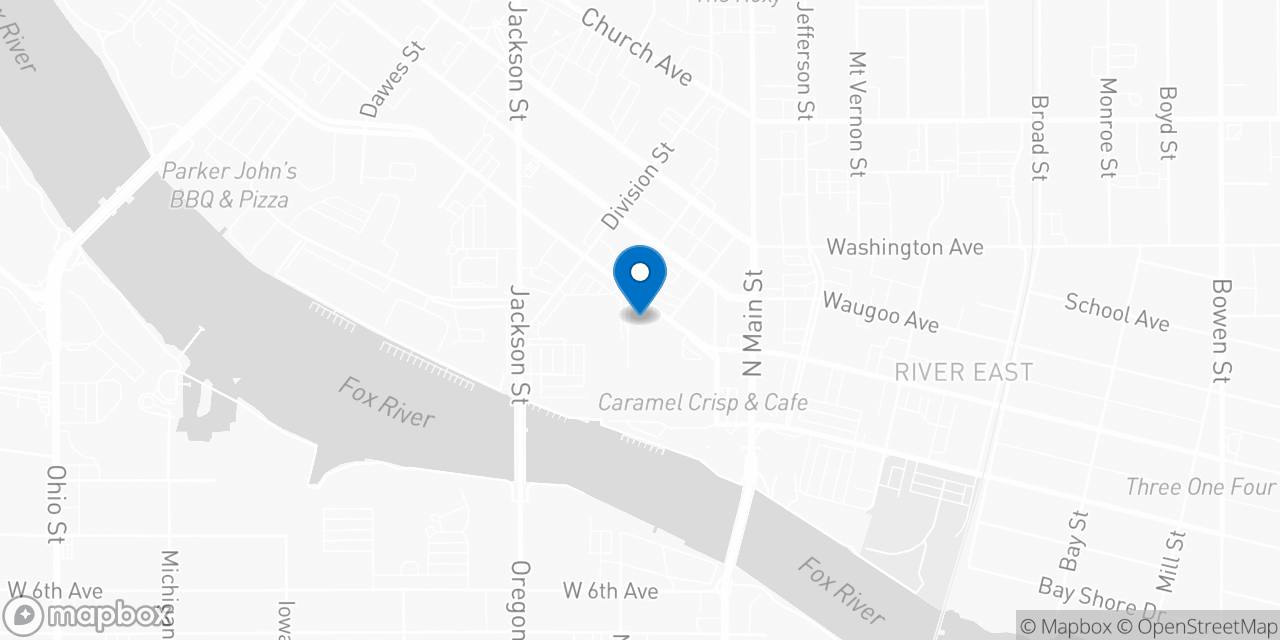 Map showing the location of the Social Security office in Oshkosh, WI