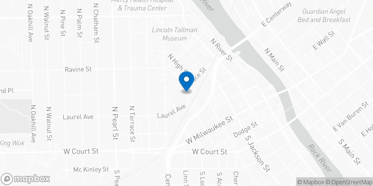 Map showing the location of the Social Security office in Janesville, WI