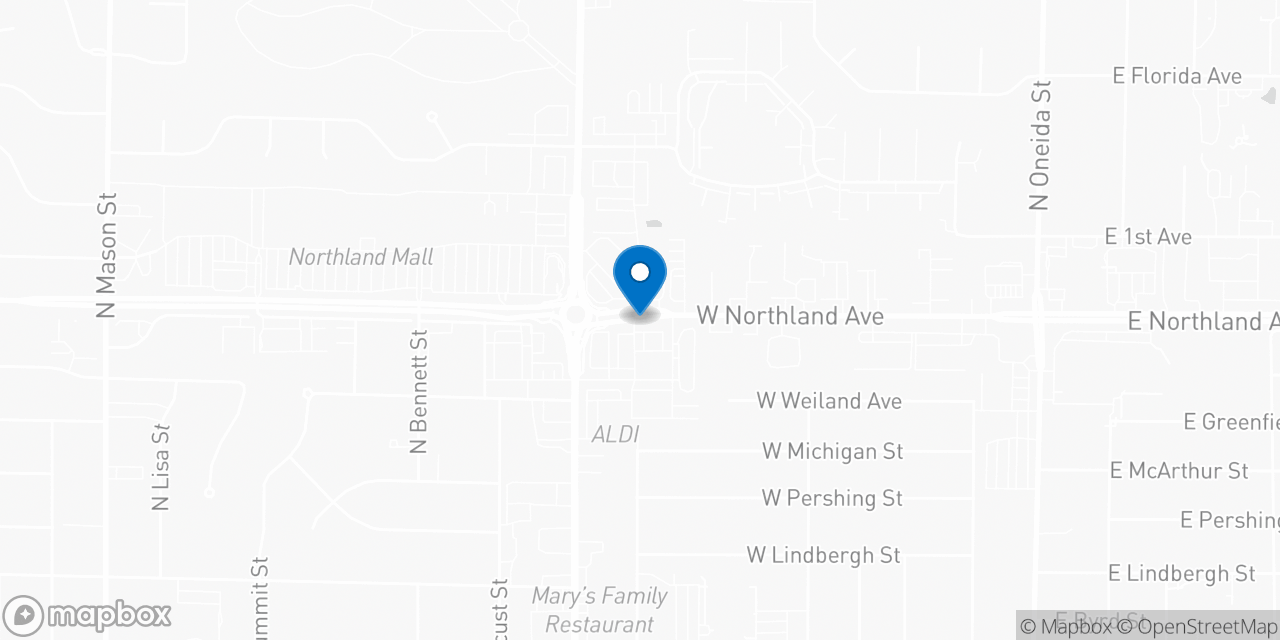 Map showing the location of the Social Security office in Appleton, WI