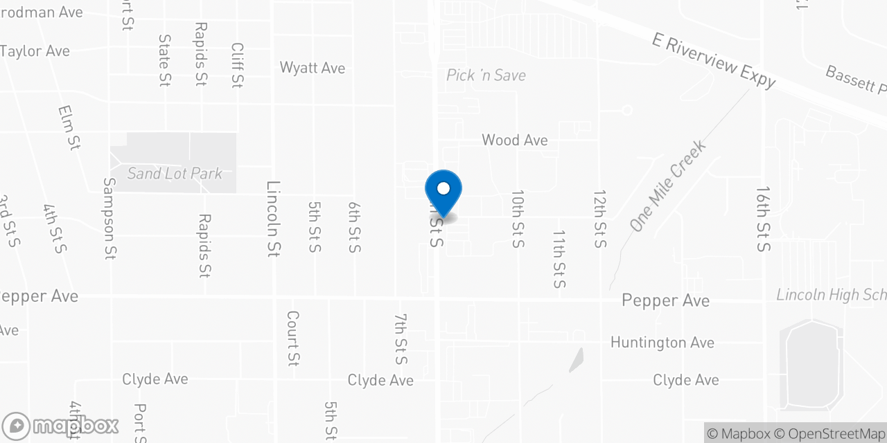 Map showing the location of the Social Security office in Wisconsin Rapids, WI