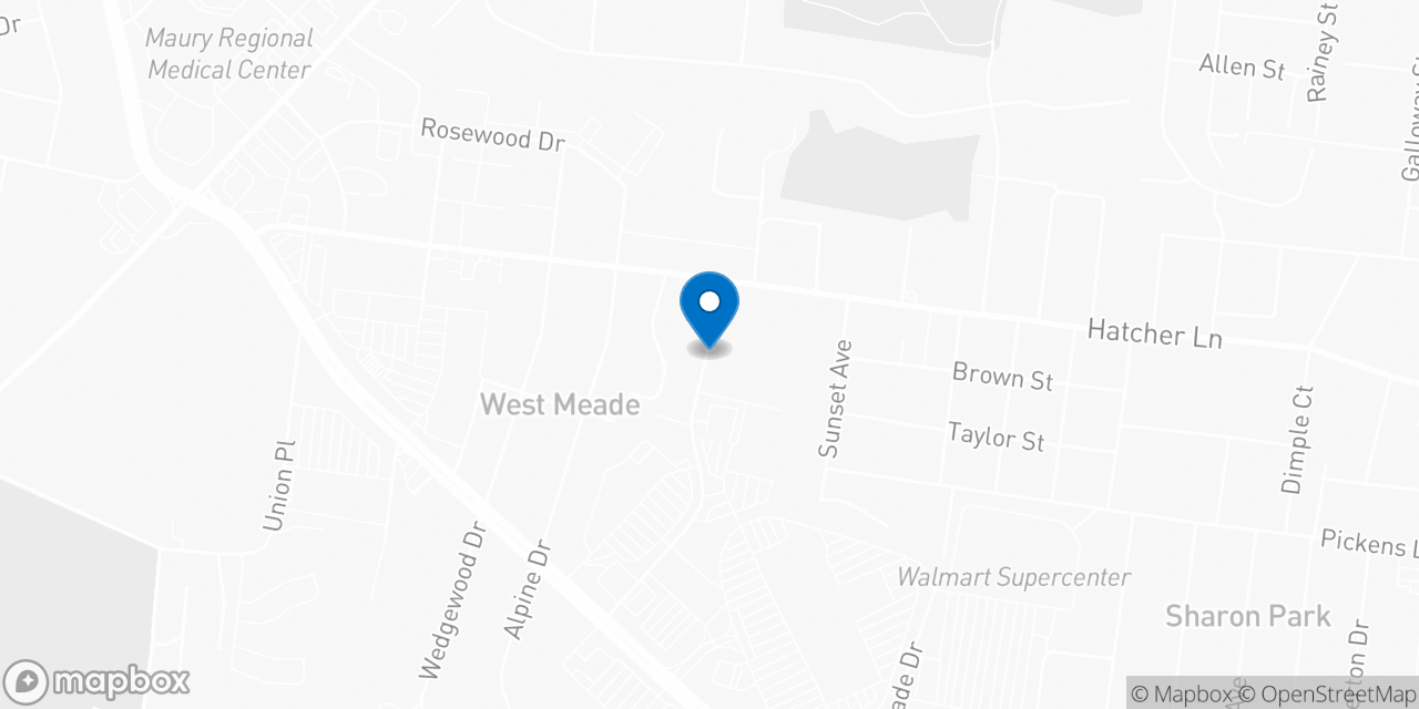 Map showing the location of the Social Security office in Columbia, TN