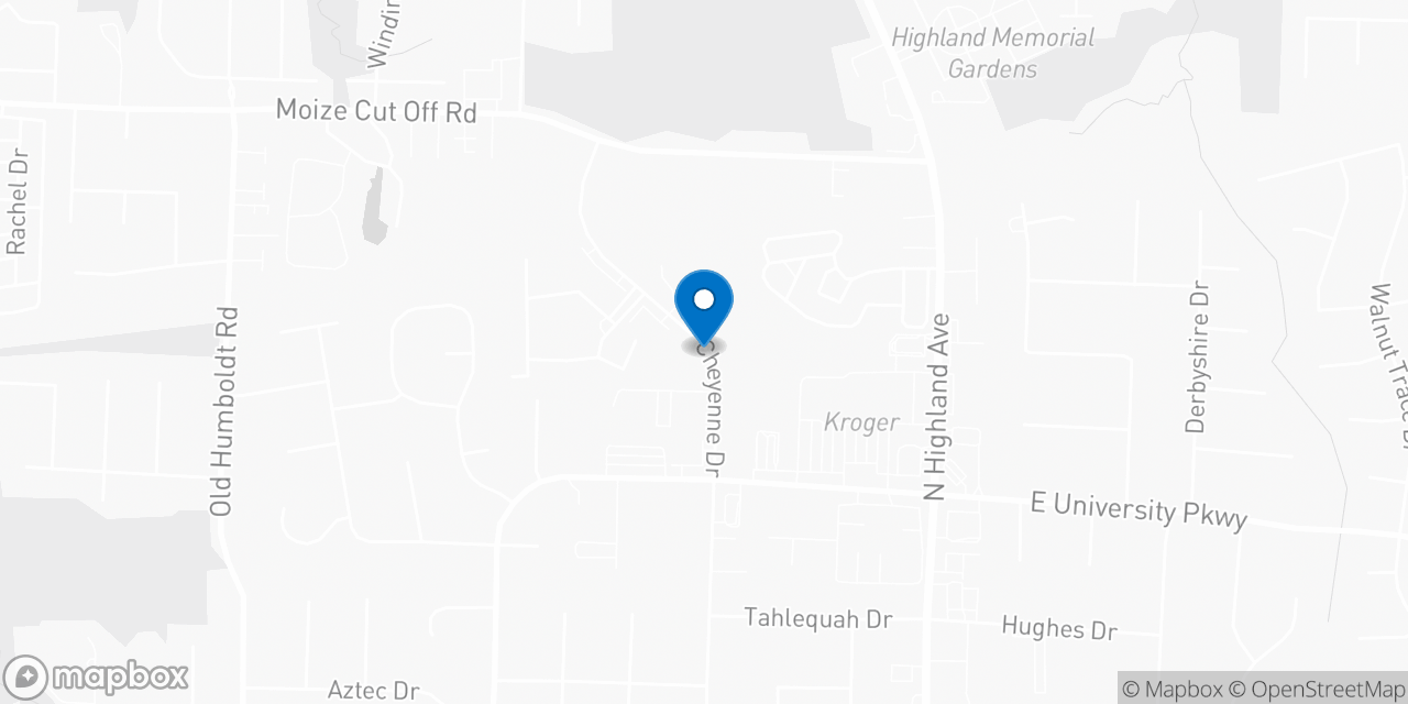 Map showing the location of the Social Security office in Jackson, TN