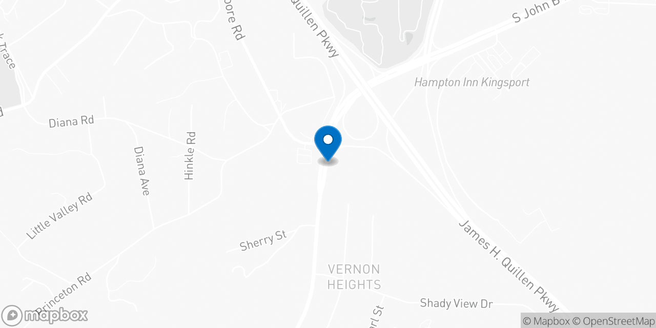Map showing the location of the Social Security office in Kingsport, TN