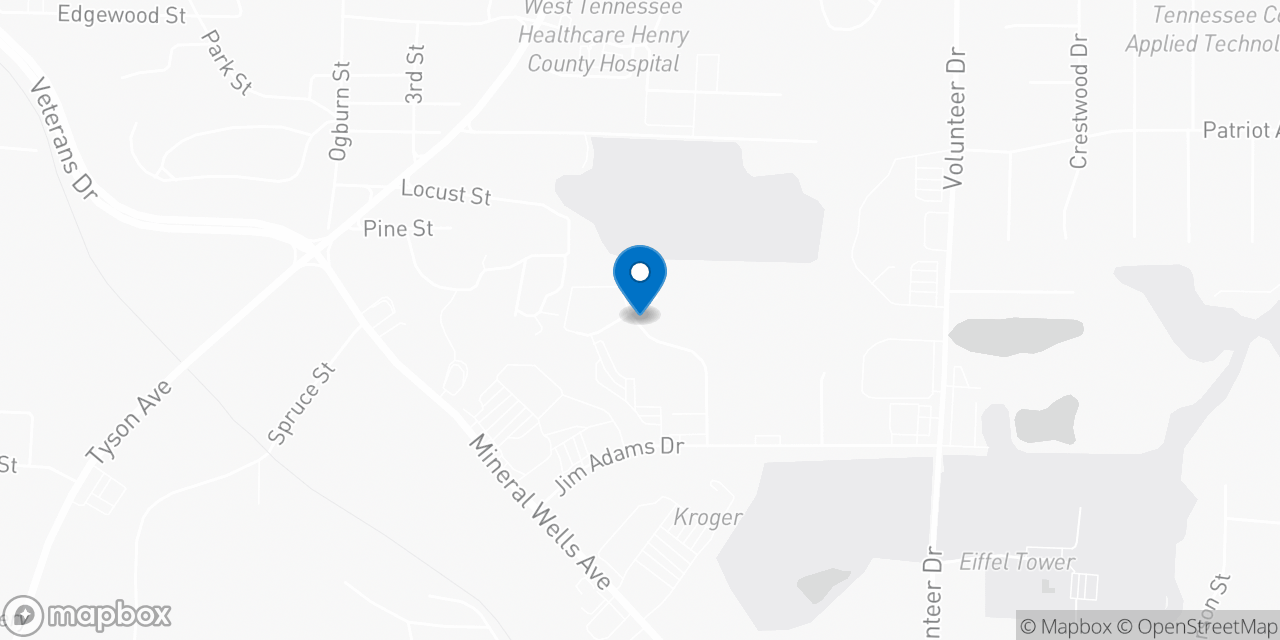Map showing the location of the Social Security office in Paris, TN