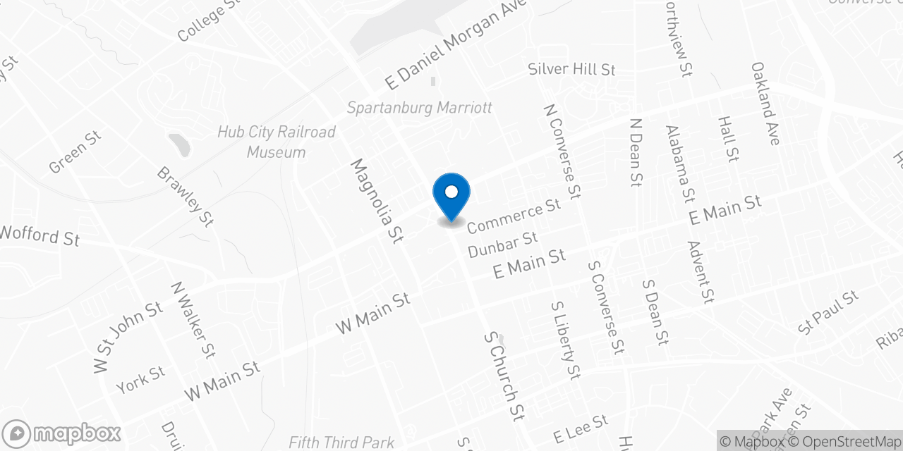 Map showing the location of the Social Security office in Spartanburg, SC