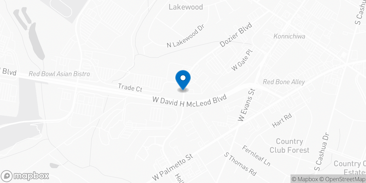 Map showing the location of the Social Security office in Florence, SC