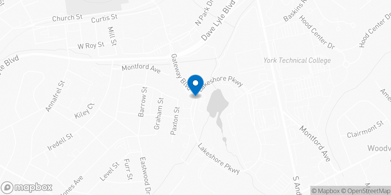 Map showing the location of the Social Security office in Rock Hill, SC