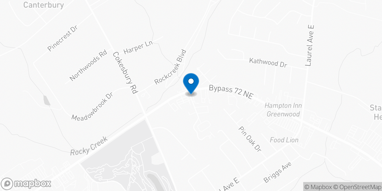 Map showing the location of the Social Security office in Greenwood, SC