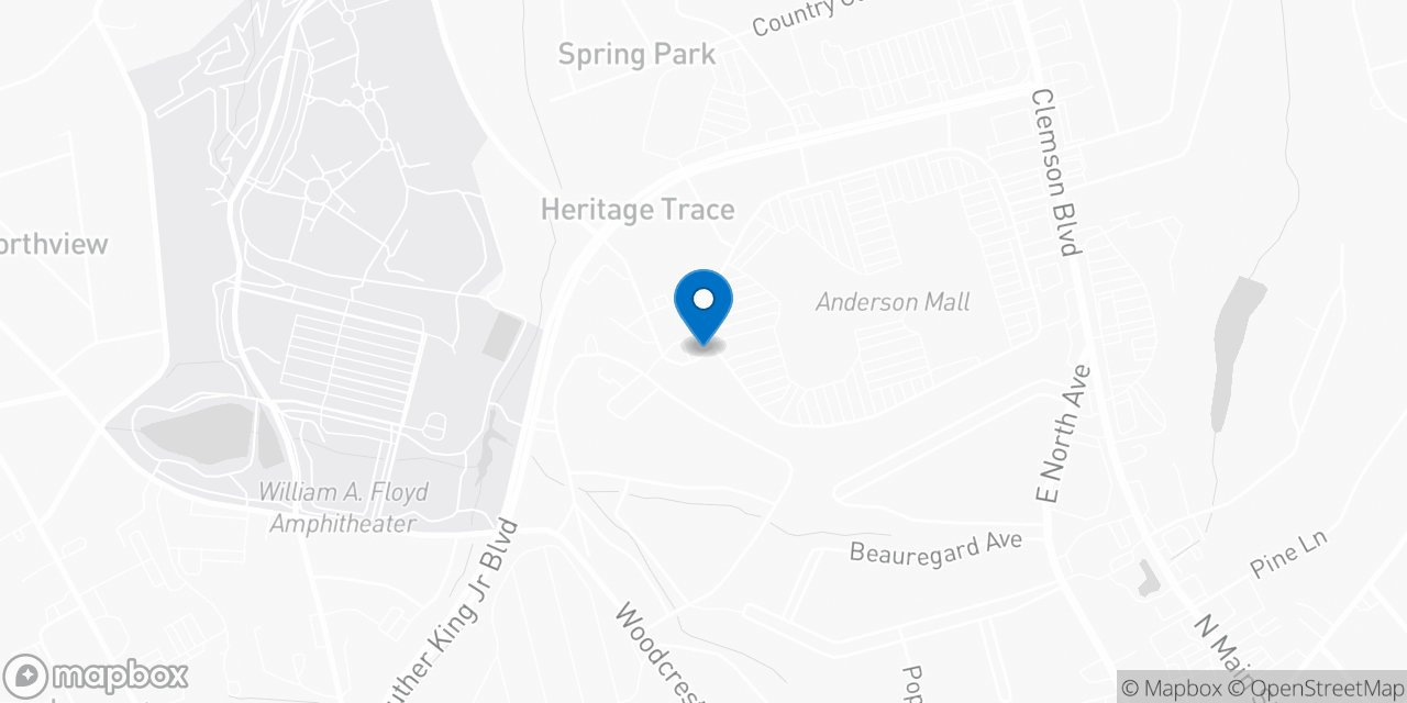 Map showing the location of the Social Security office in Anderson, SC