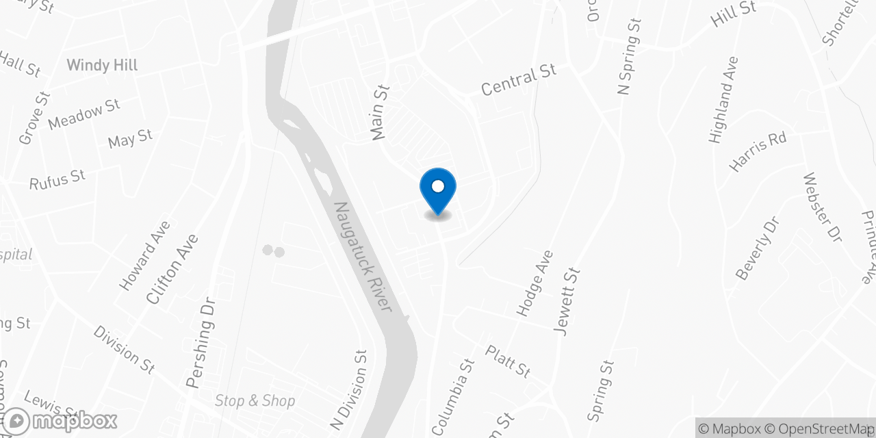 Map showing the location of the Social Security office in Ansonia, CT