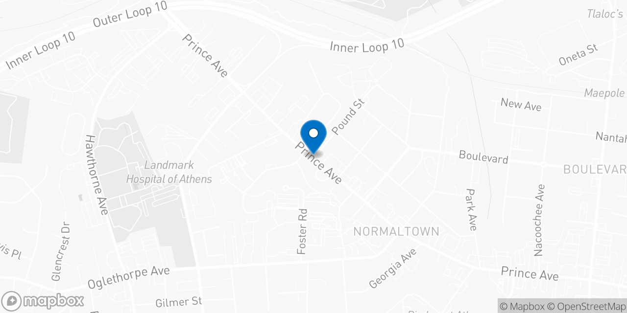 Map showing the location of the Social Security office in Athens, GA