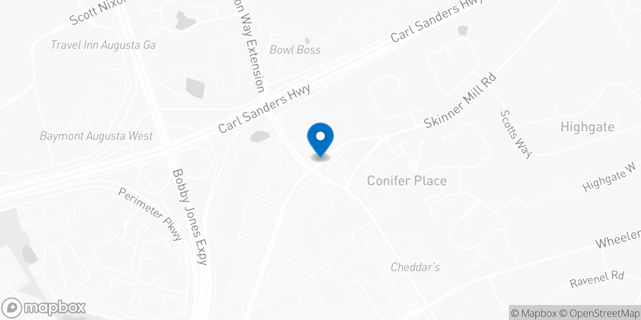 Map showing the location of the Social Security office in Augusta, GA