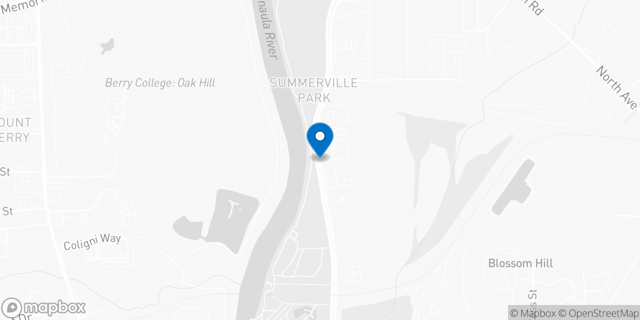 Map showing the location of the Social Security office in Rome, GA