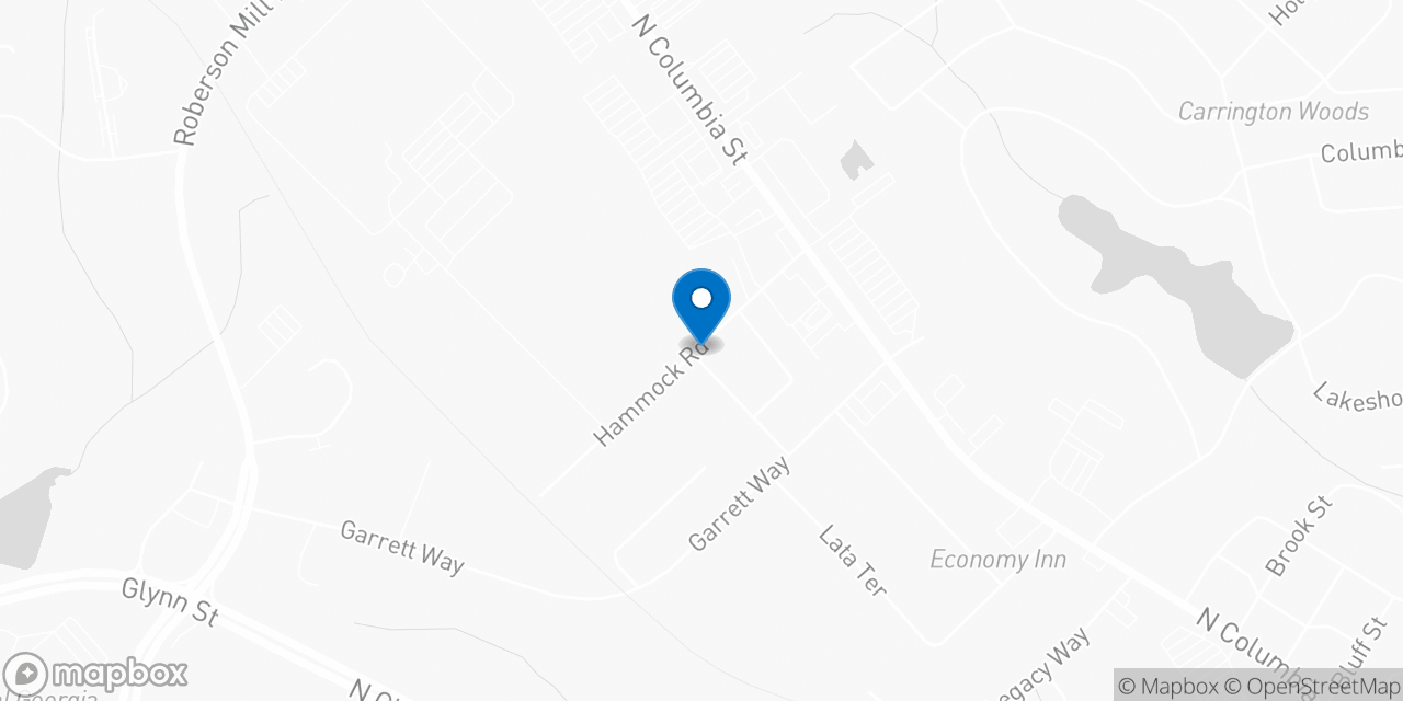 Map showing the location of the Social Security office in Milledgeville, GA