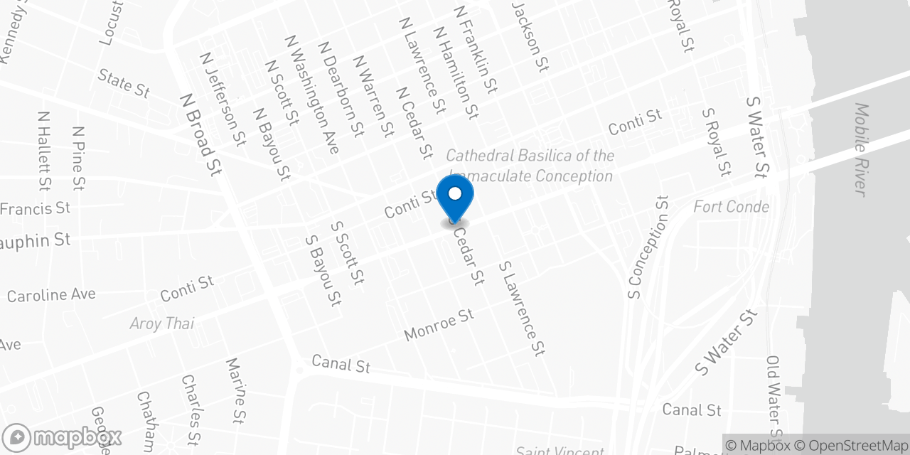 Map showing the location of the Social Security office in Mobile, AL