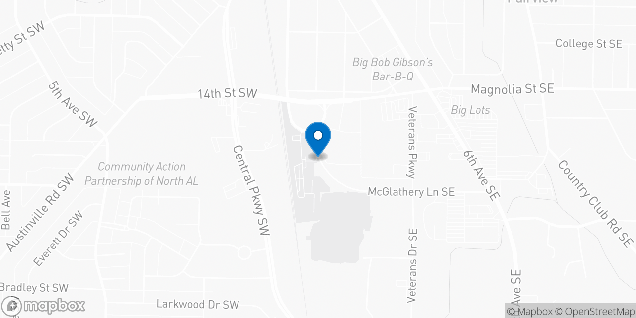 Map showing the location of the Social Security office in Decatur, AL