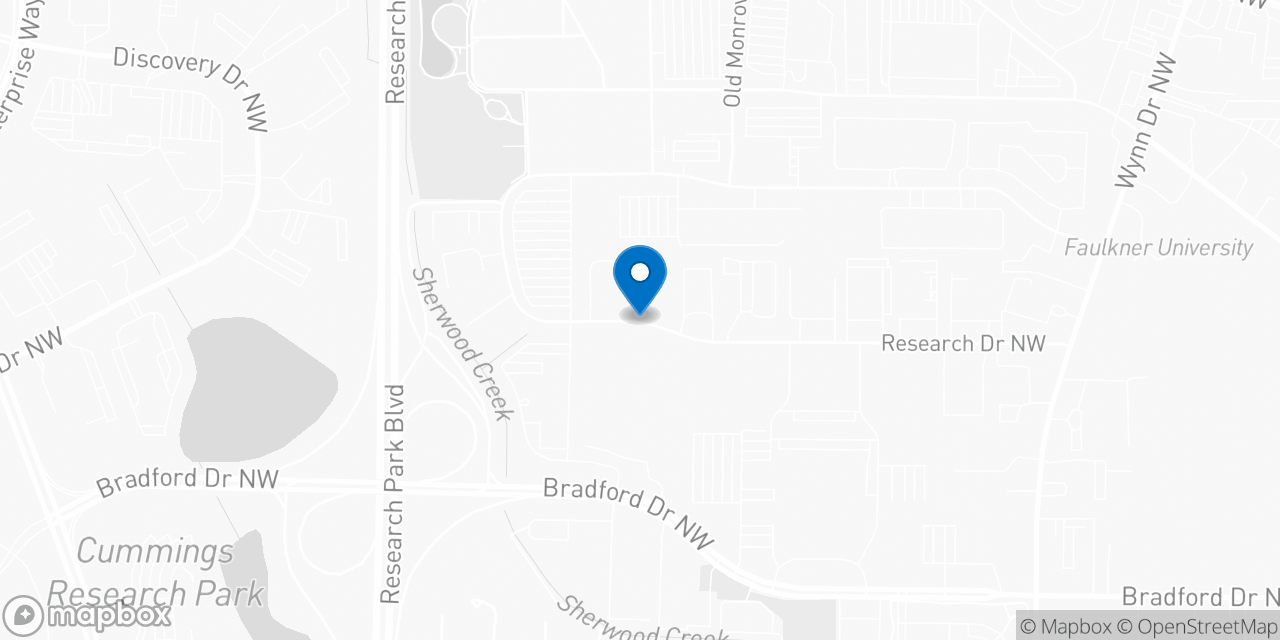 Map showing the location of the Social Security office in Huntsville, AL