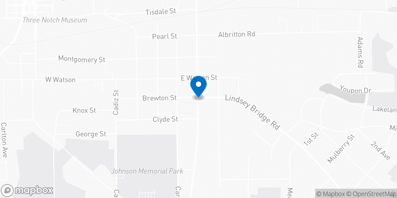 Map showing the location of the Social Security office in Andalusia, AL