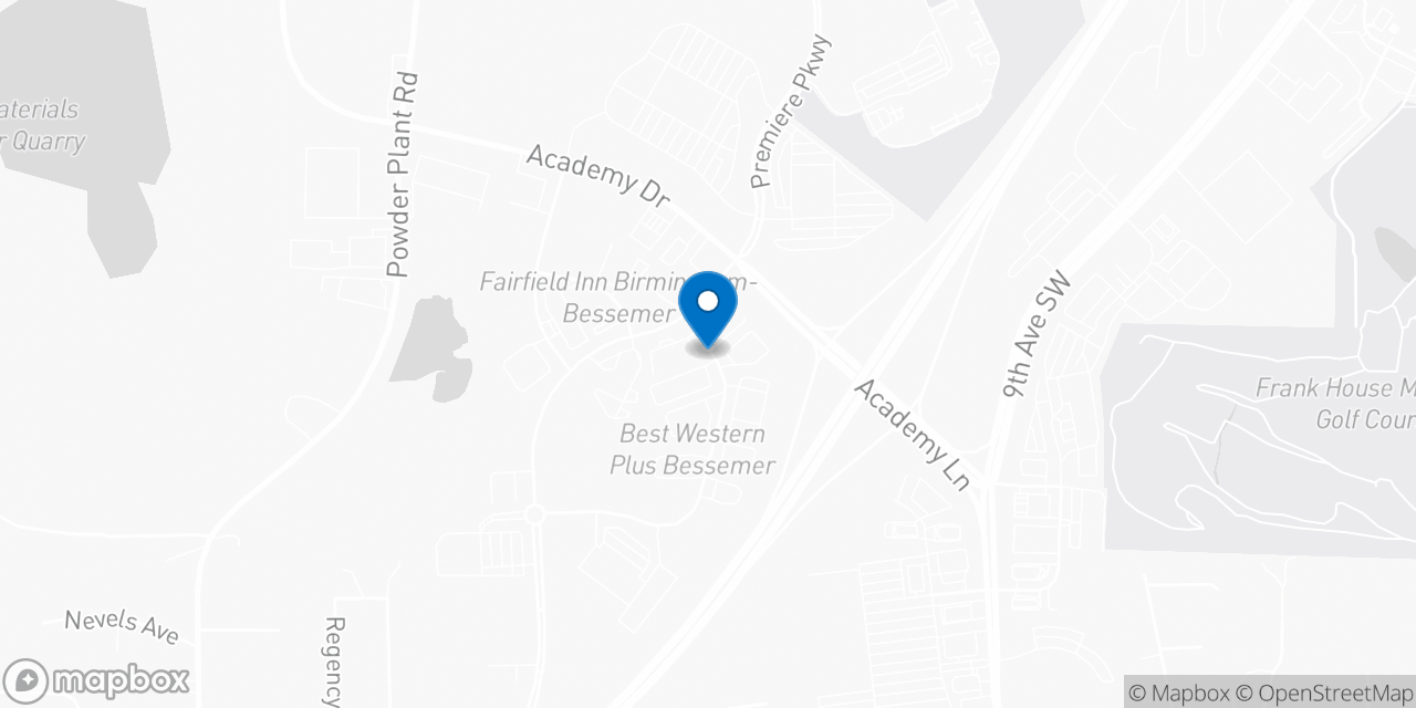 Map showing the location of the Social Security office in Bessemer, AL