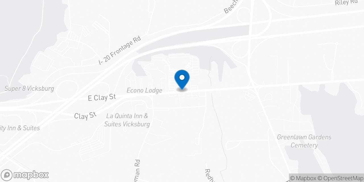 Map showing the location of the Social Security office in Vicksburg, MS