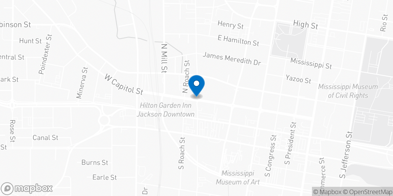 Map showing the location of the Social Security office in Jackson, MS