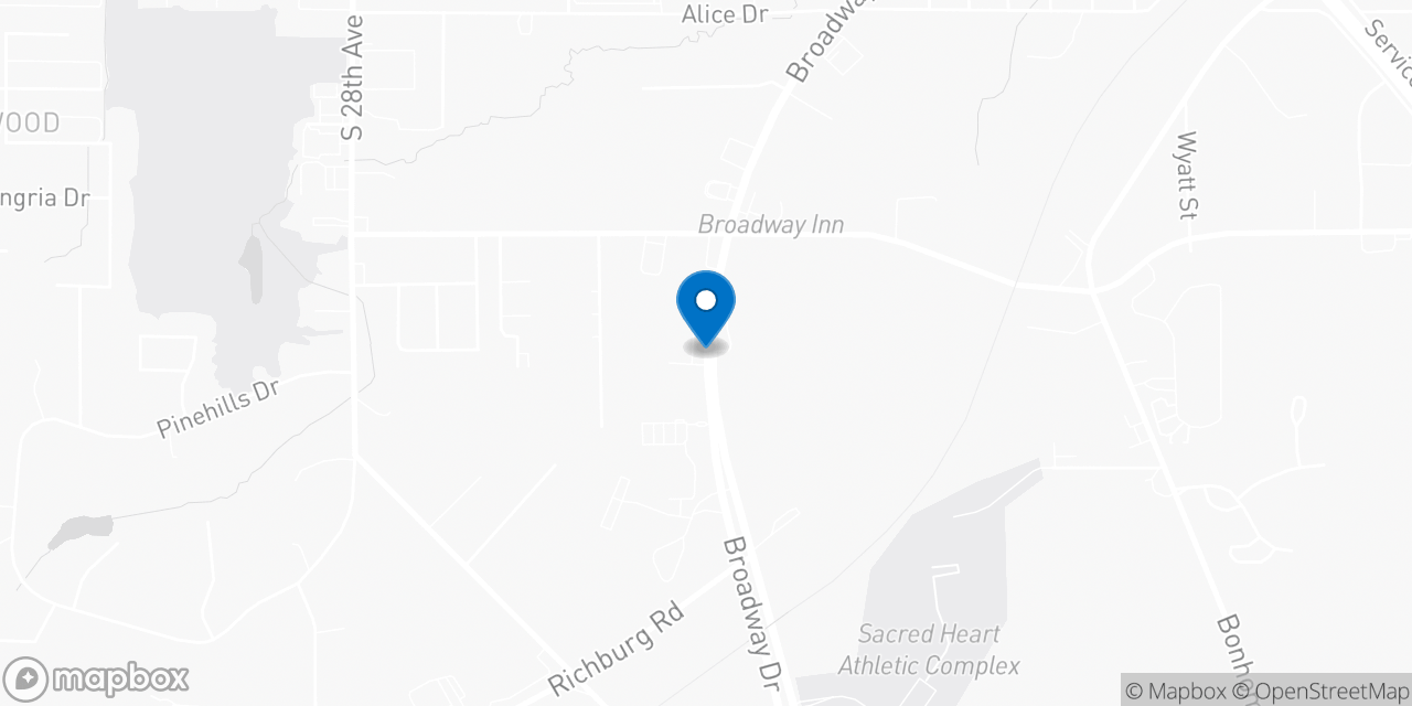 Map showing the location of the Social Security office in Hattiesburg, MS