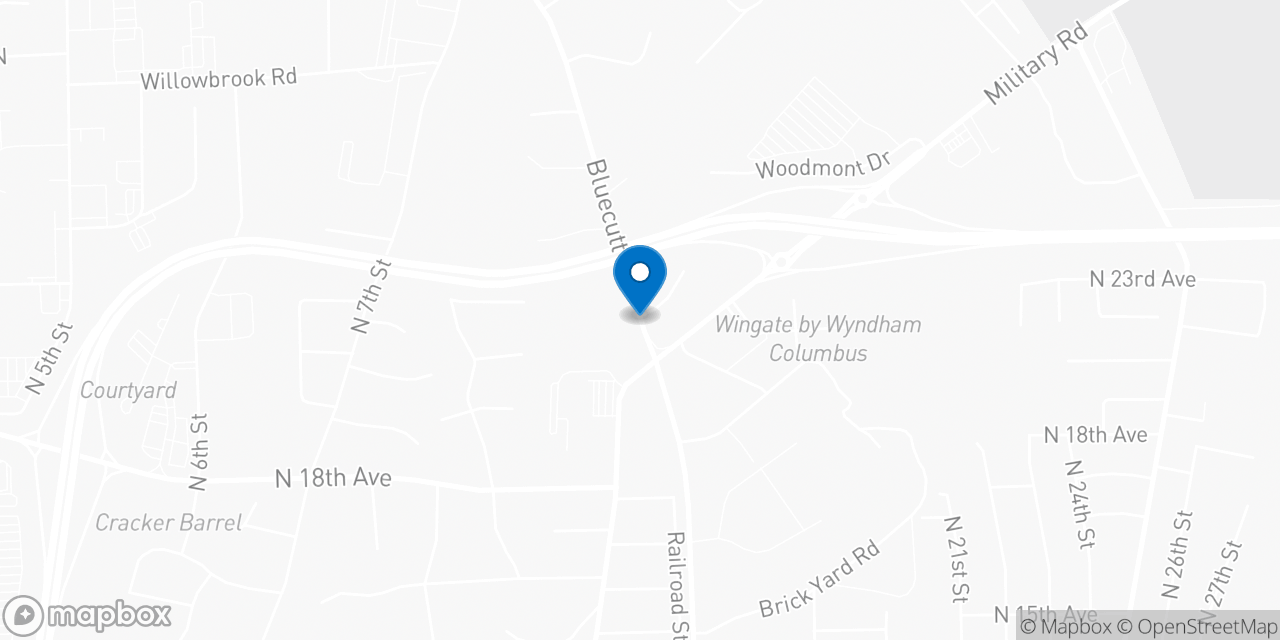 Map showing the location of the Social Security office in Columbus, MS