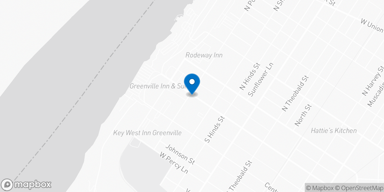 Map showing the location of the Social Security office in Greenville, MS