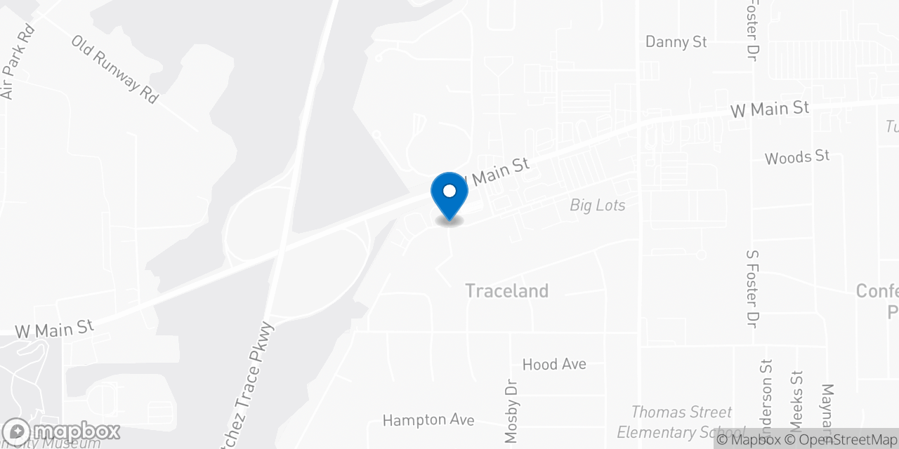 Map showing the location of the Social Security office in Tupelo, MS