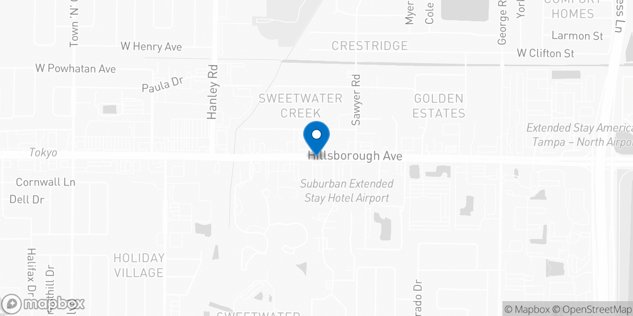 Map showing the location of the Social Security office in Tampa, FL