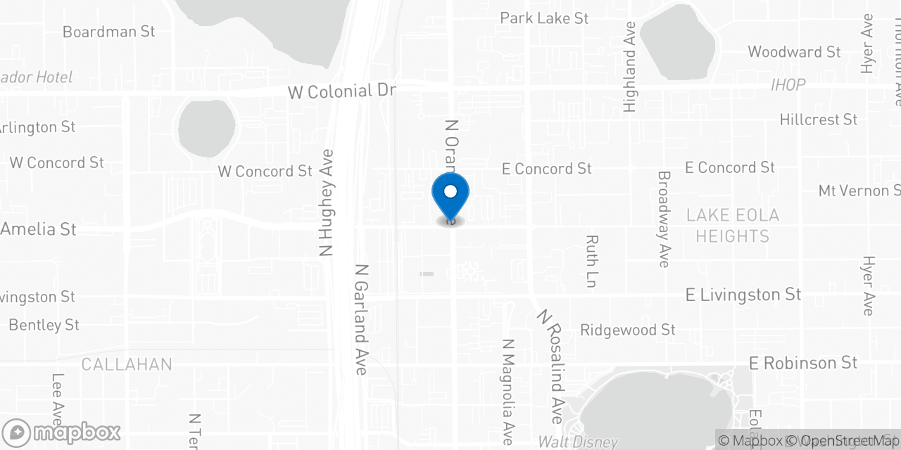 Map showing the location of the Social Security office in Orlando, FL