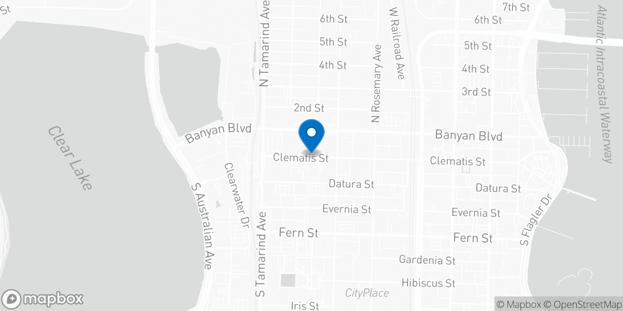 Map showing the location of the Social Security office in West Palm Beach, FL