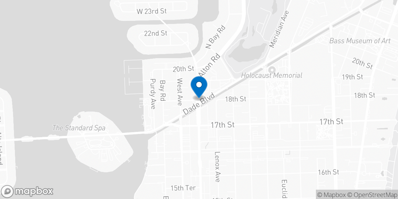 Map showing the location of the Social Security office in Miami Beach, FL