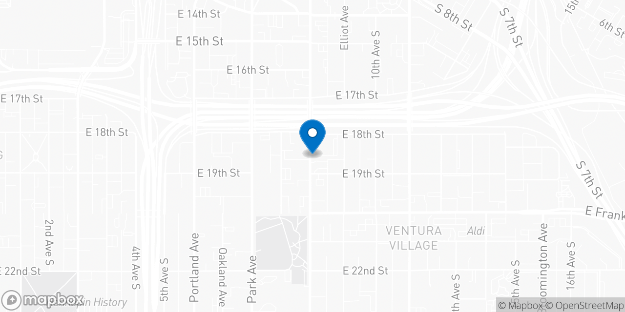 Map showing the location of the Social Security office in Minneapolis, MN