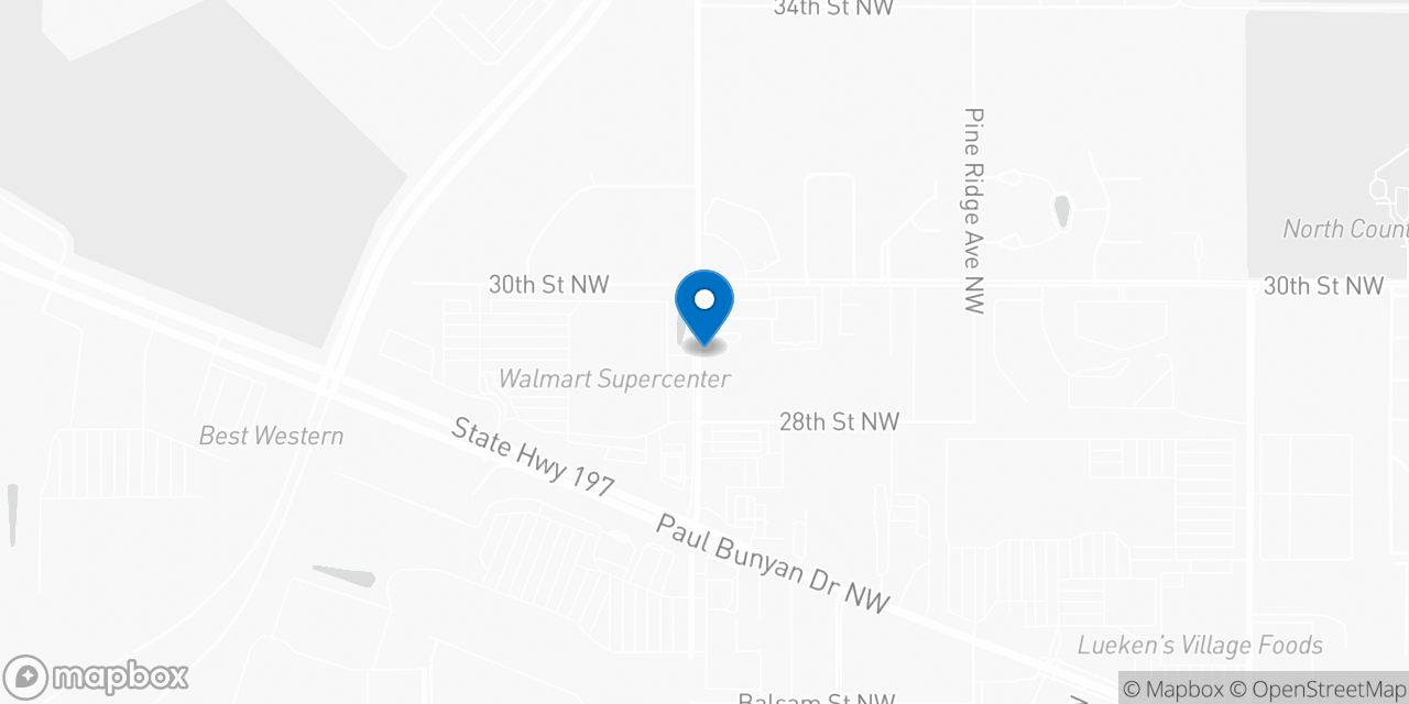 Map showing the location of the Social Security office in Bemidji, MN