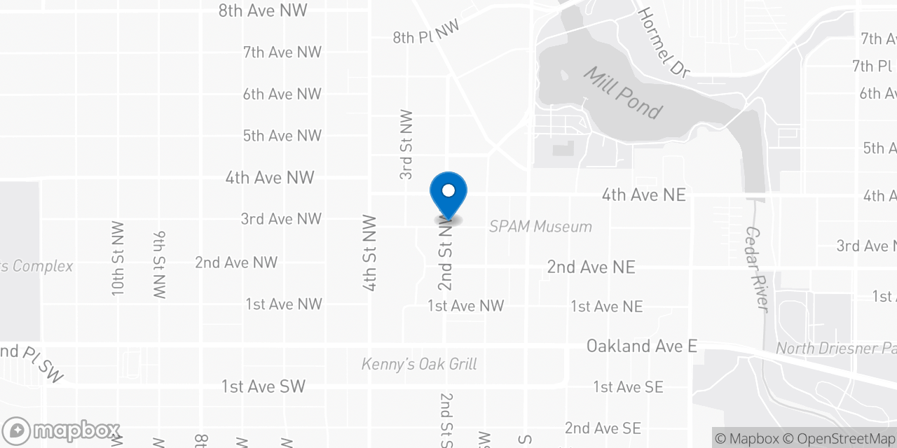 Map showing the location of the Social Security office in Austin, MN