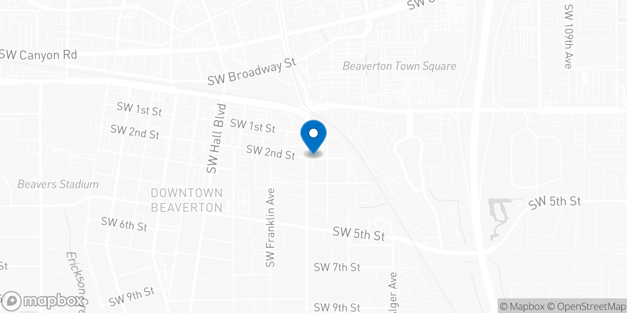Map showing the location of the Social Security office in Beaverton, OR